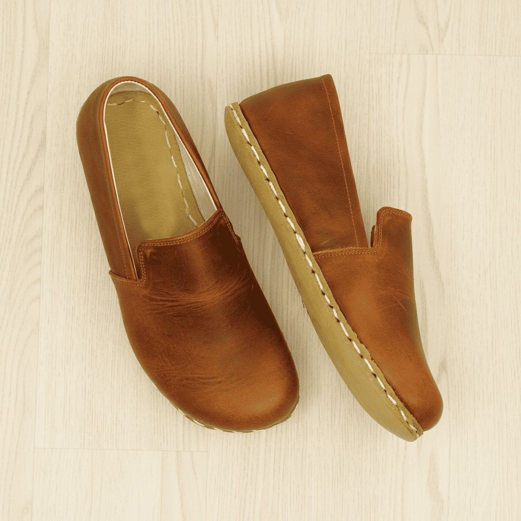 Tan Brown Barefoot Loafers Men