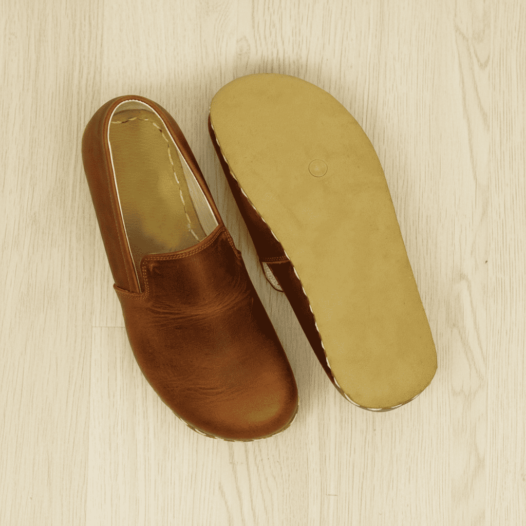 Tan Brown Barefoot Loafers Men