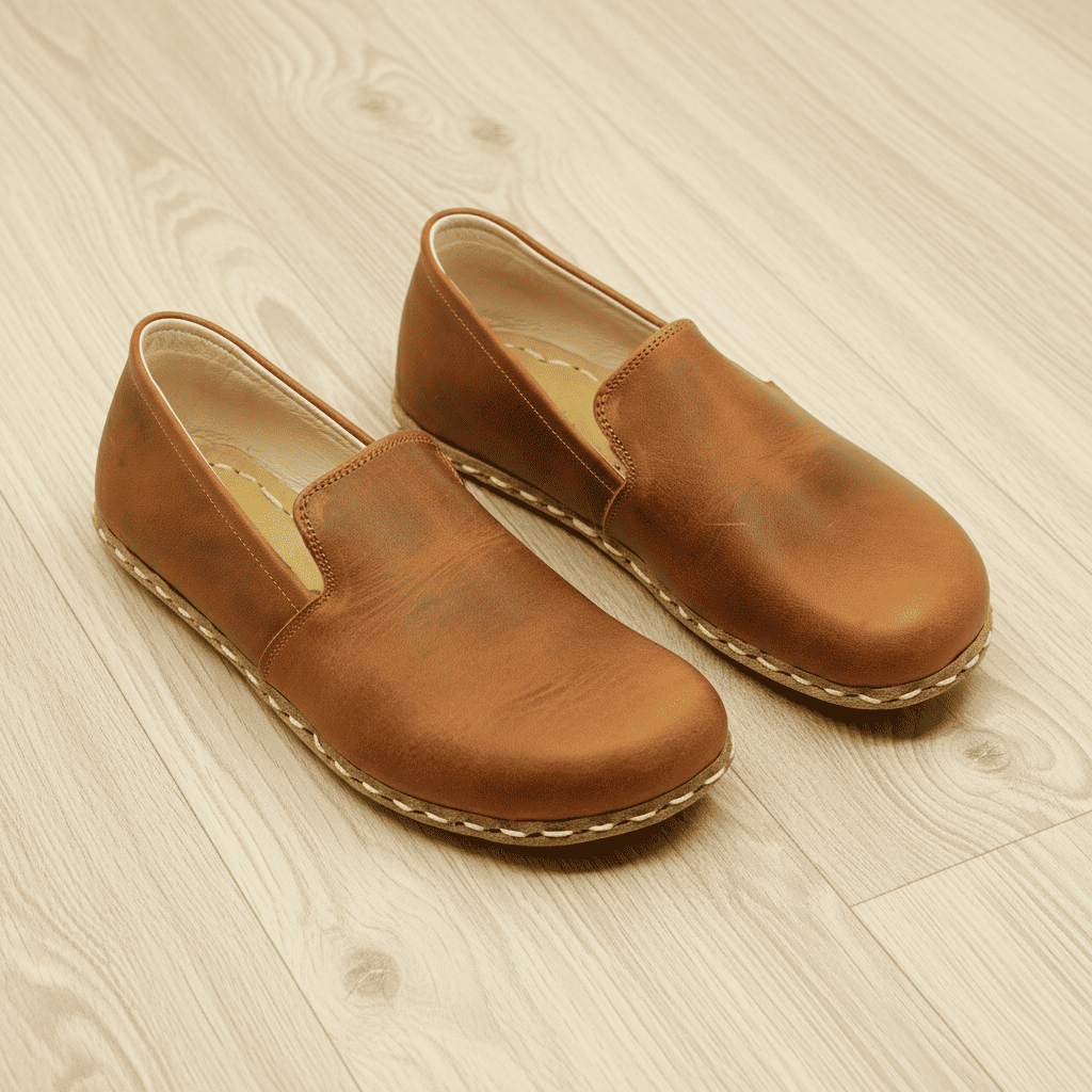 Tan Brown Barefoot Loafers Men