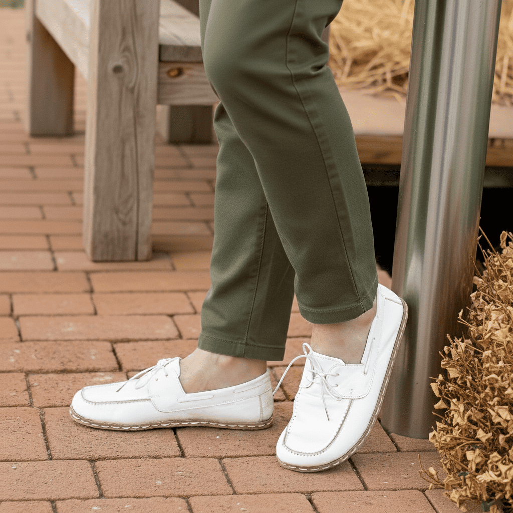 White Barefoot Boat Shoes Men