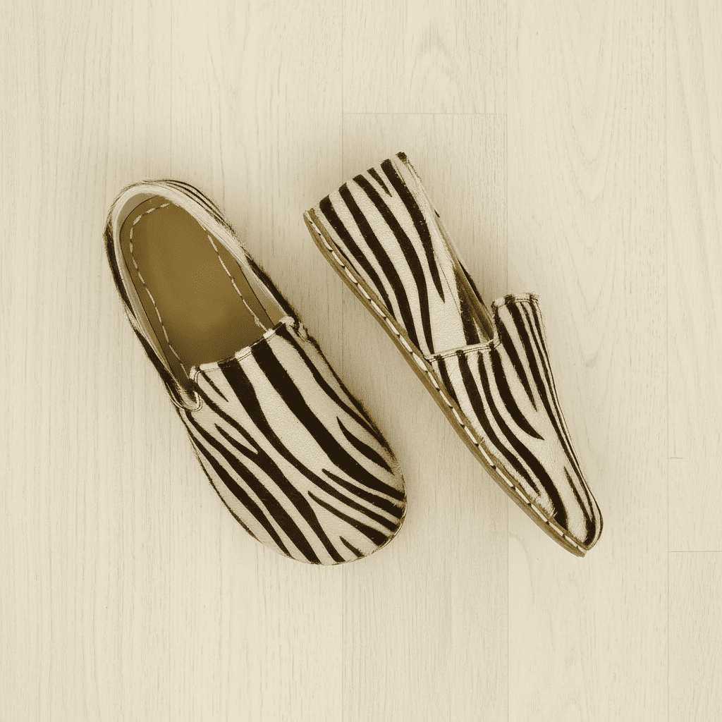 White Zebra Print Barefoot Loafers Men