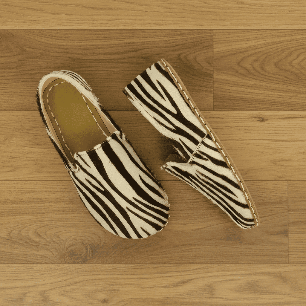 White Zebra Print Barefoot Loafers Men