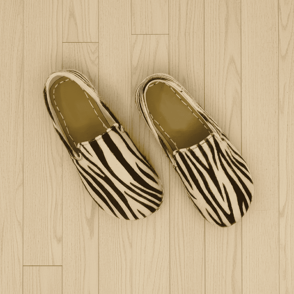 White Zebra Print Barefoot Loafers Men