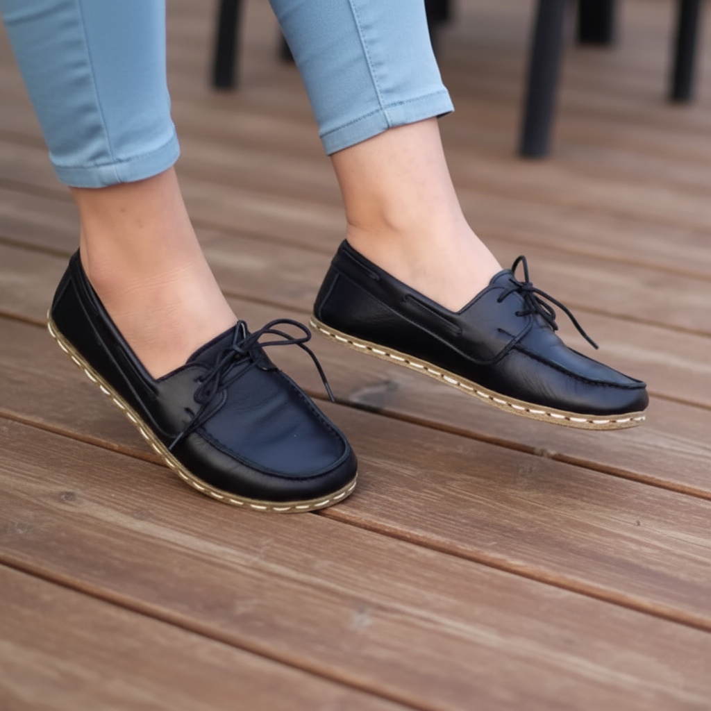 Women Barefoot Black Boat Shoes