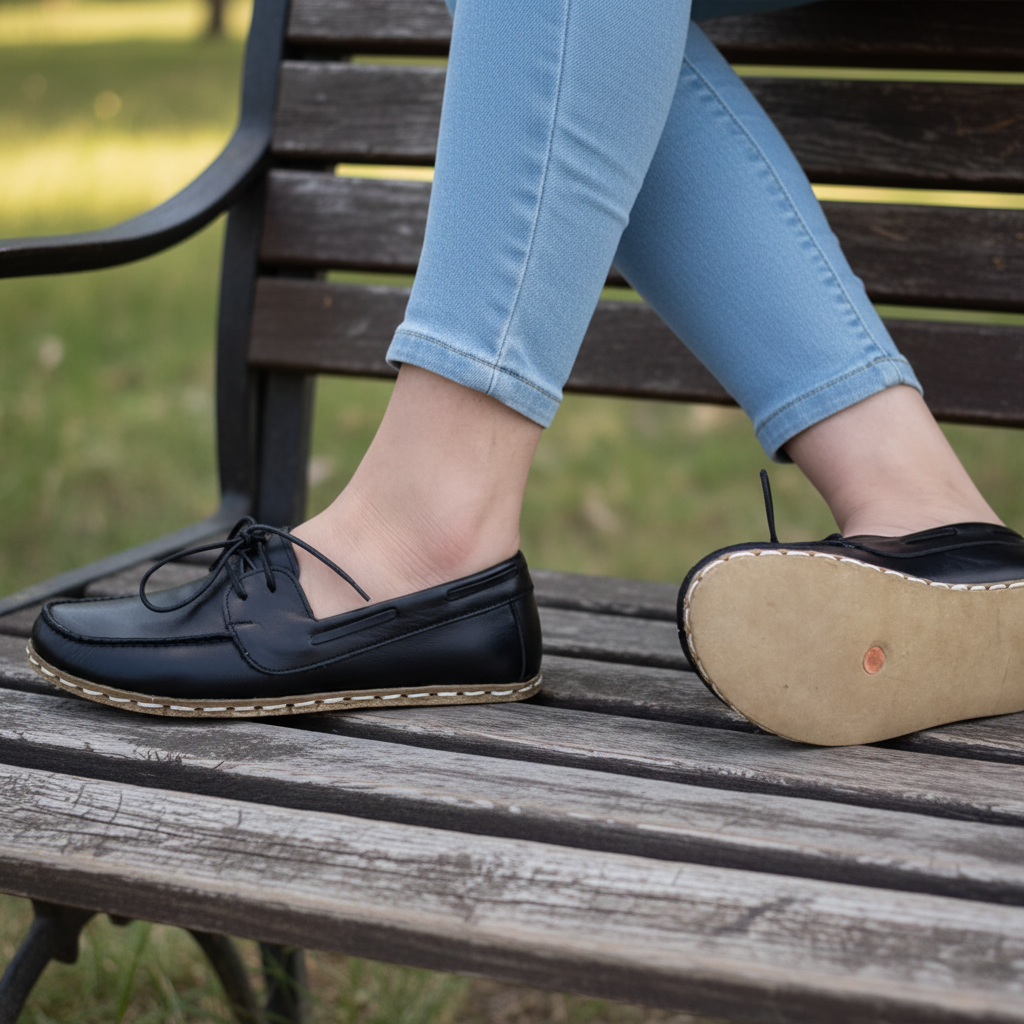 Women Barefoot Black Boat Shoes