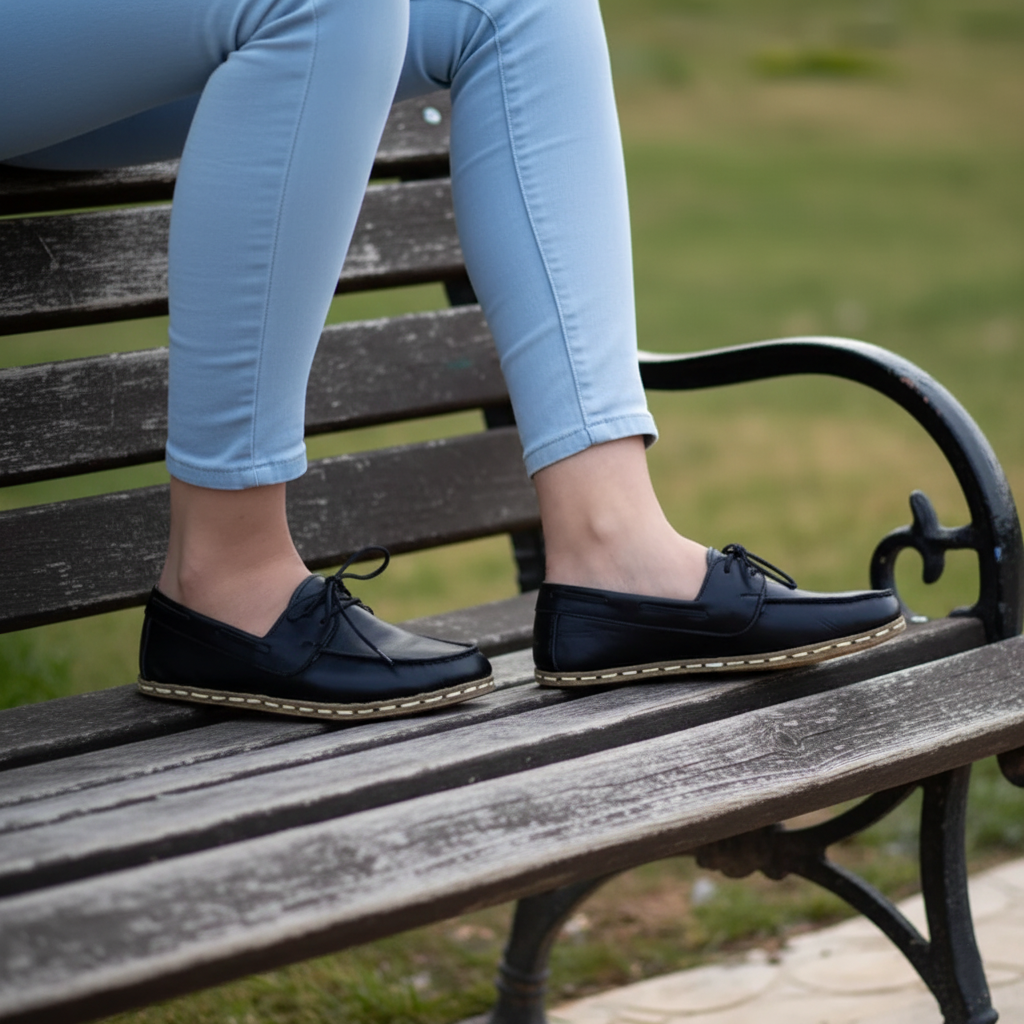 Women Barefoot Black Boat Shoes