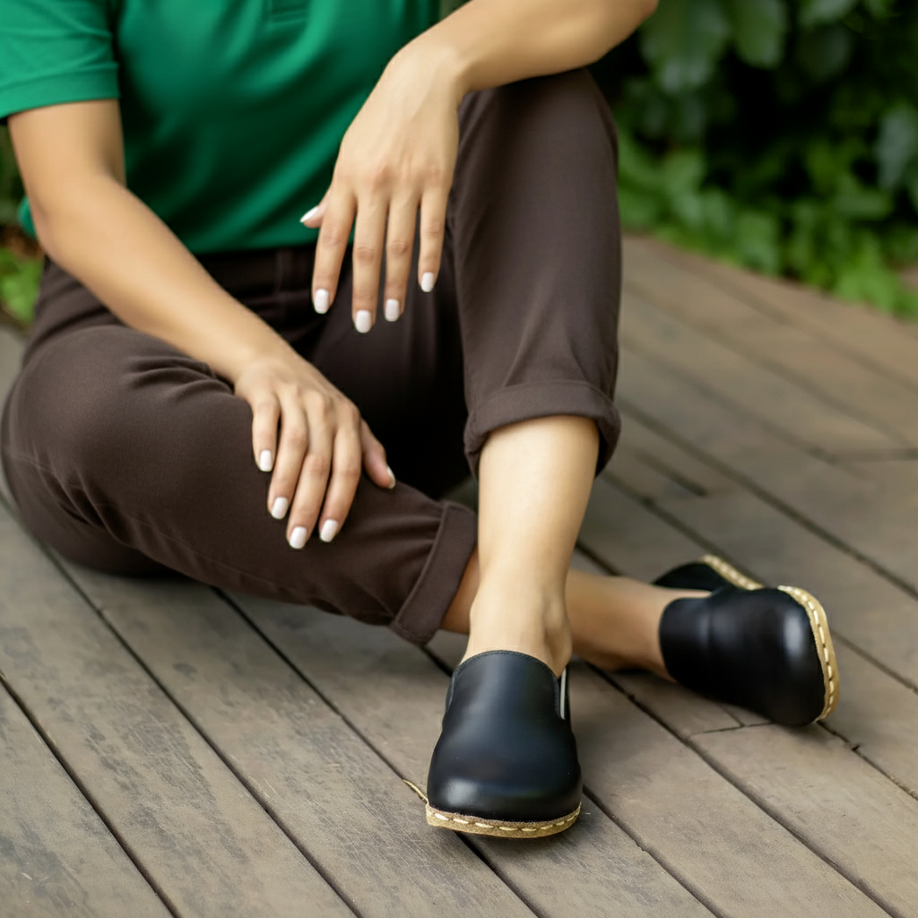 Women Barefoot Black Loafers