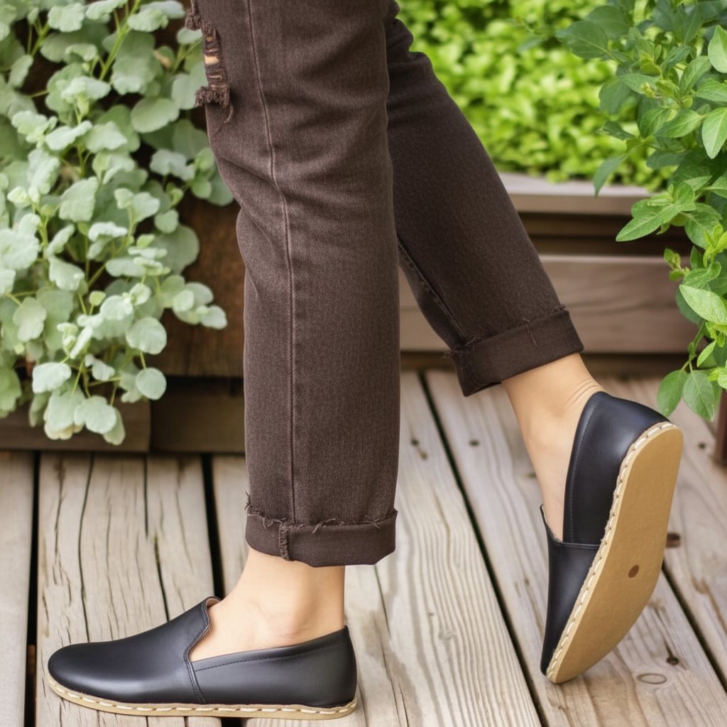 Women Barefoot Black Loafers