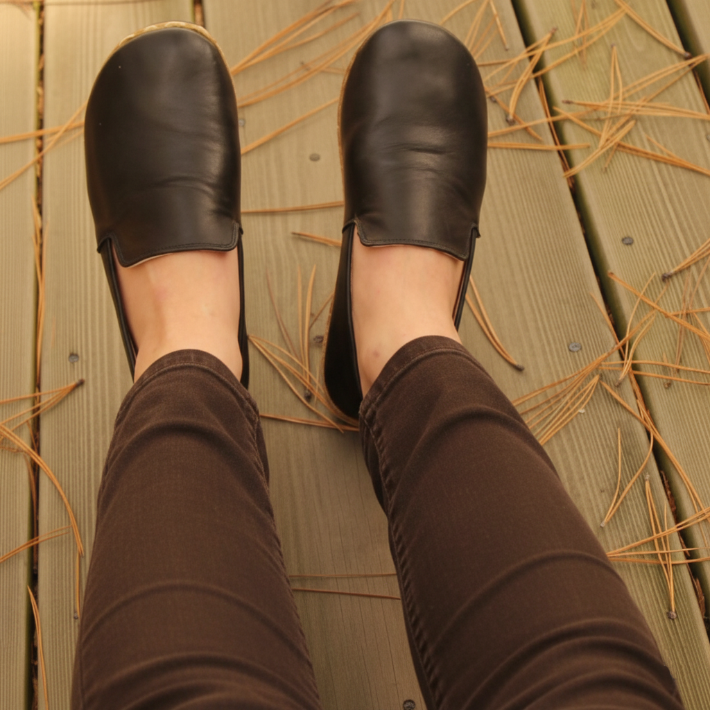 Women Barefoot Black Loafers