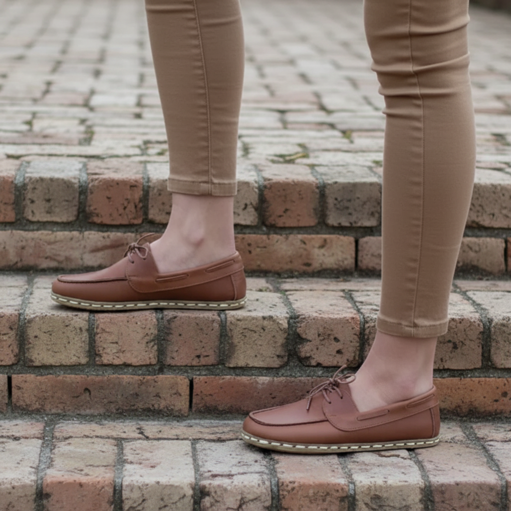 Women Barefoot Brown Boat Shoes