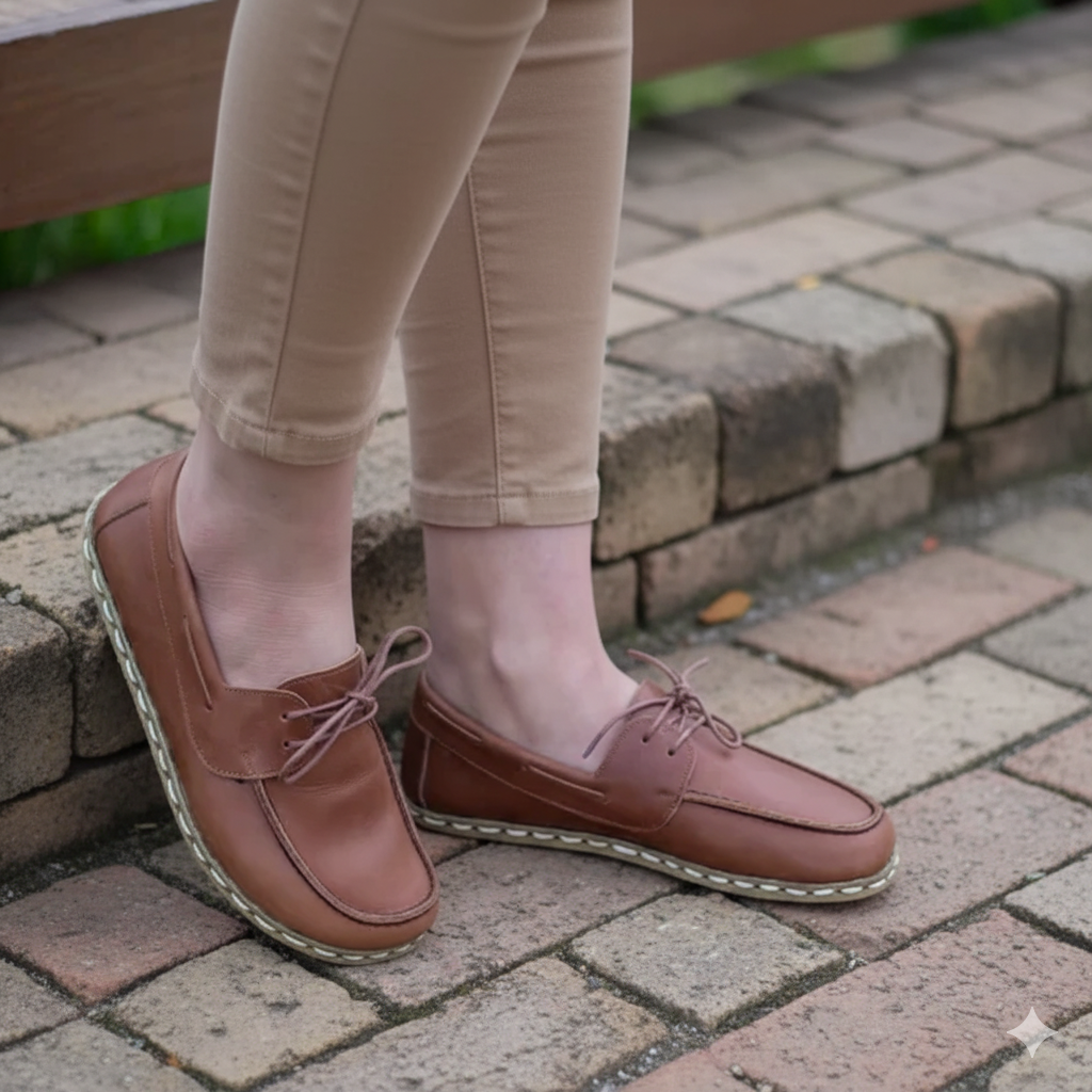 Women Barefoot Brown Boat Shoes