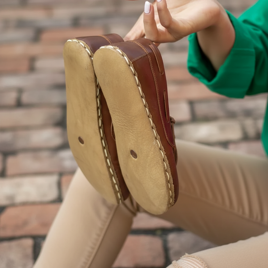 Women Barefoot Brown Boat Shoes