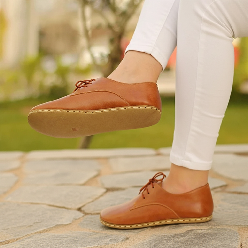Women Barefoot Brown Oxford Shoes