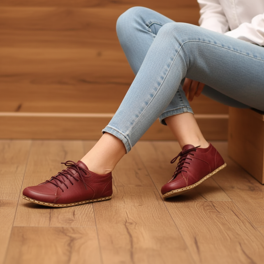 Women Barefoot Burgundy Sneakers