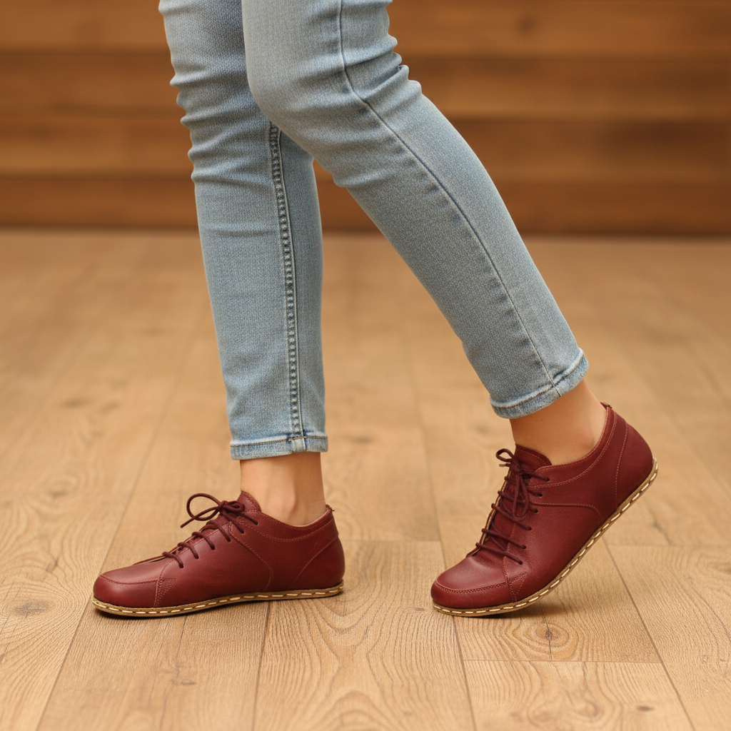 Women Barefoot Burgundy Sneakers