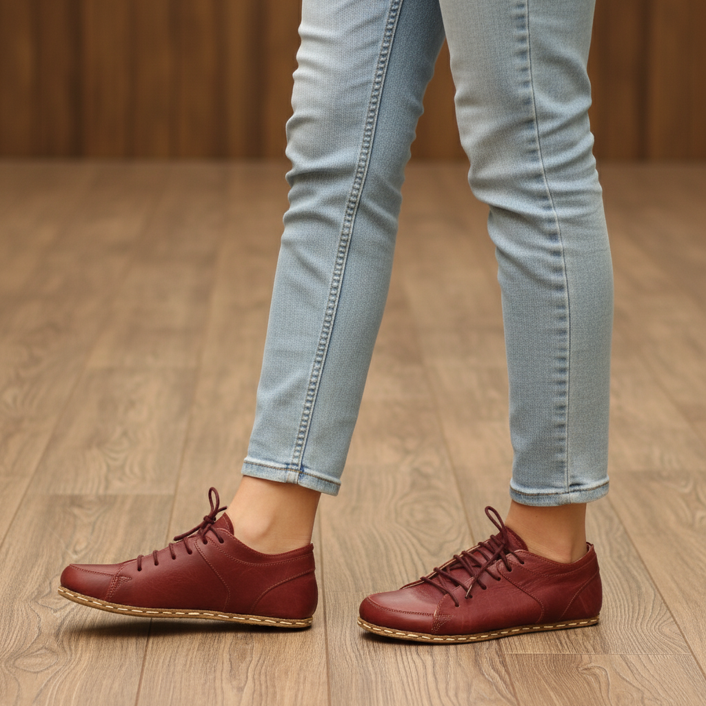 Women Barefoot Burgundy Sneakers