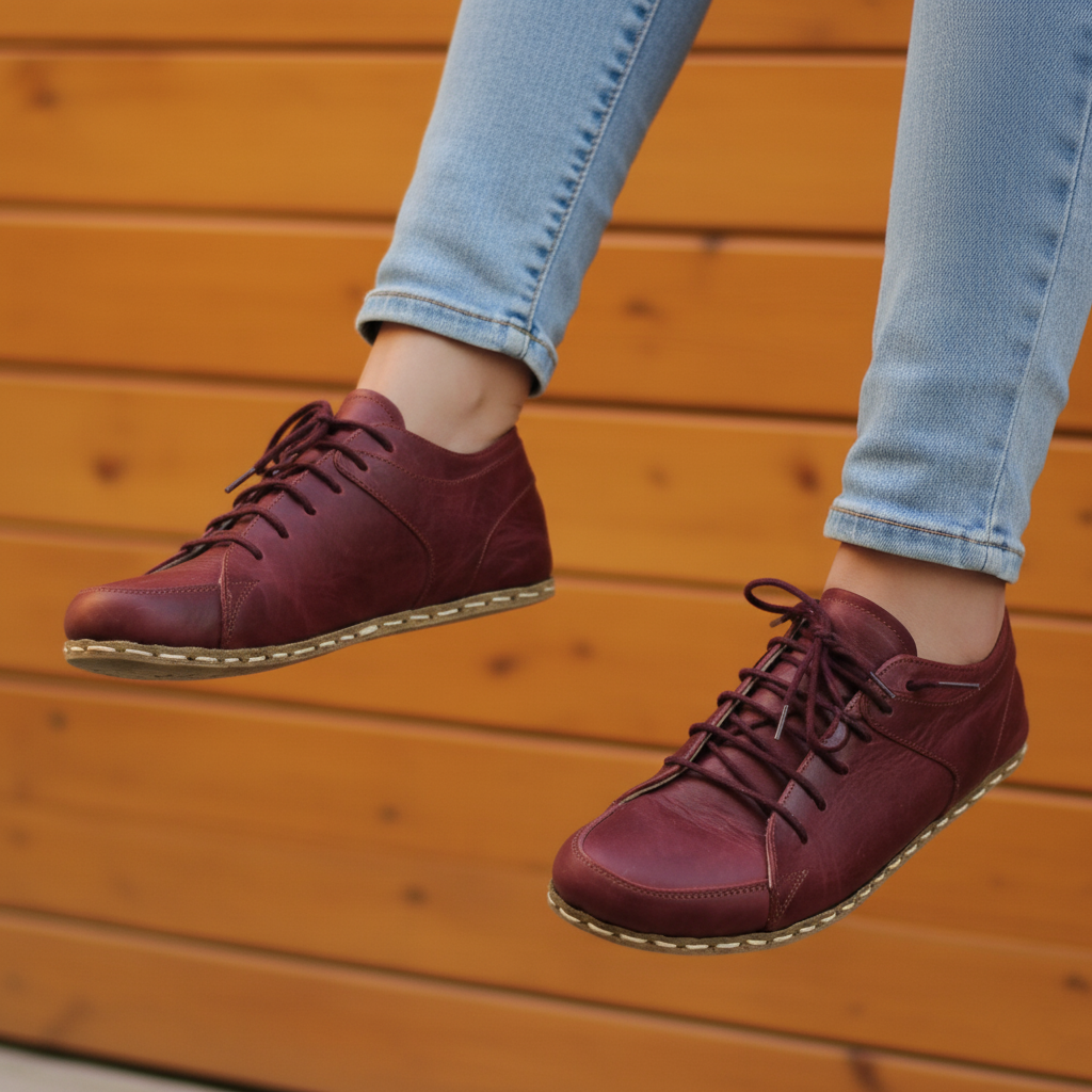 Women Barefoot Burgundy Sneakers