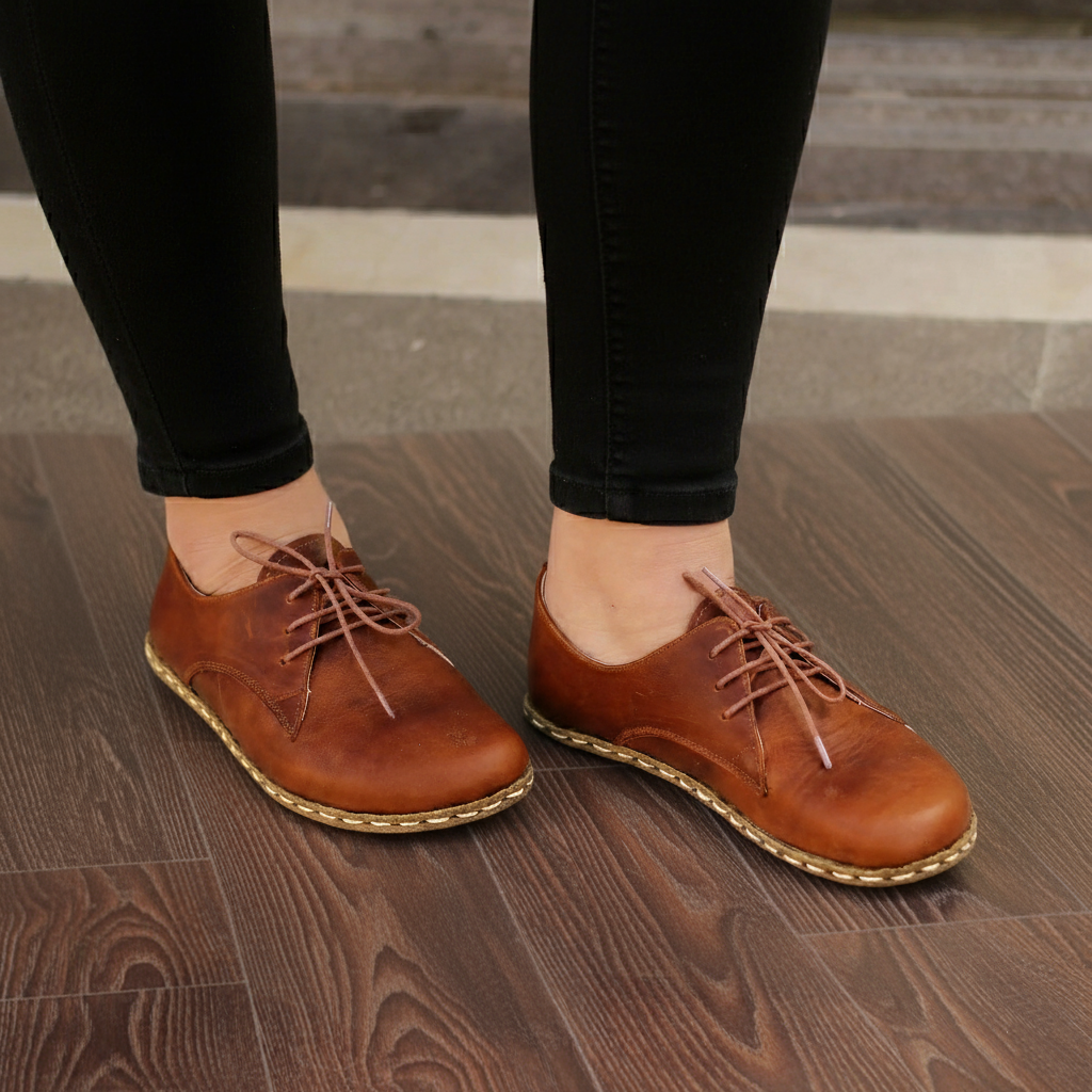 Women Barefoot Classic Brown Oxford Shoes