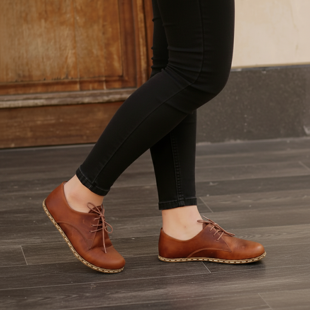 Women Barefoot Classic Brown Oxford Shoes