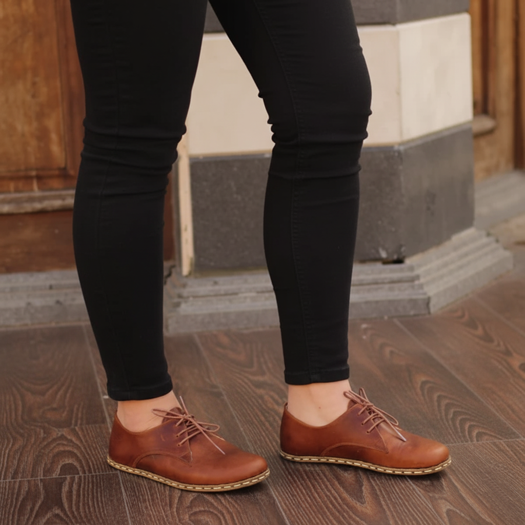 Women Barefoot Classic Brown Oxford Shoes
