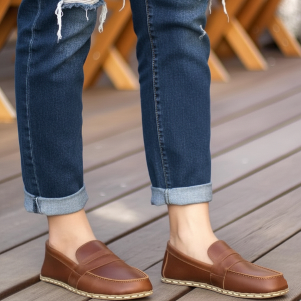 Women Barefoot Classic Brown Penny Loafers