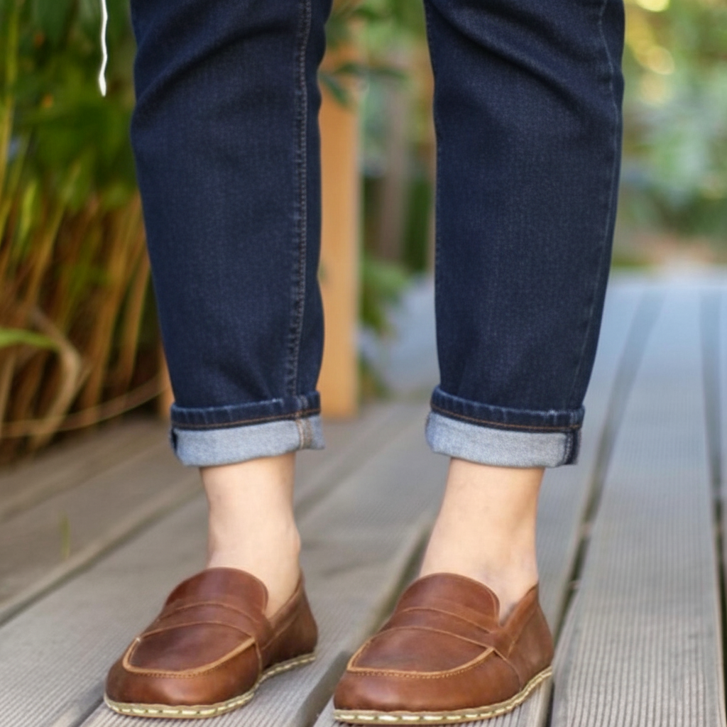 Women Barefoot Classic Brown Penny Loafers