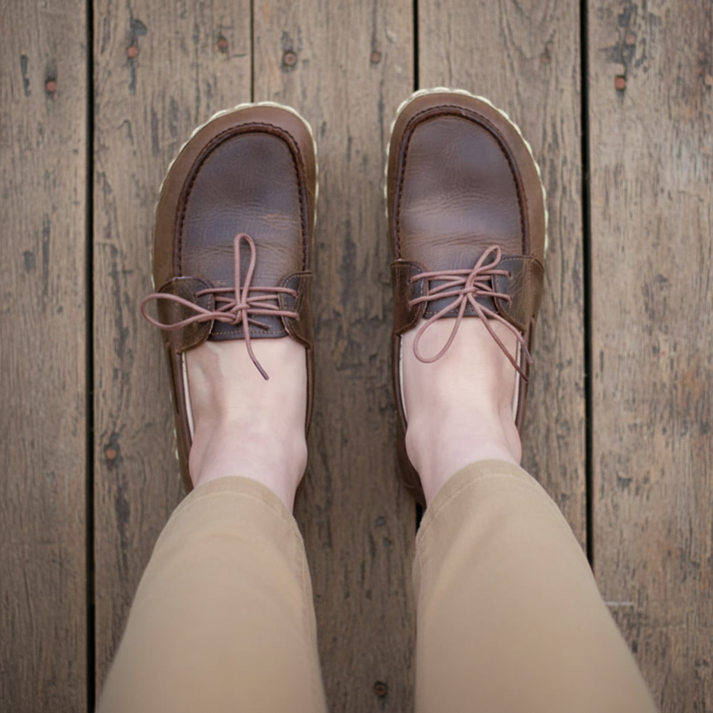 Women Barefoot Coffee Brown Boat Shoes
