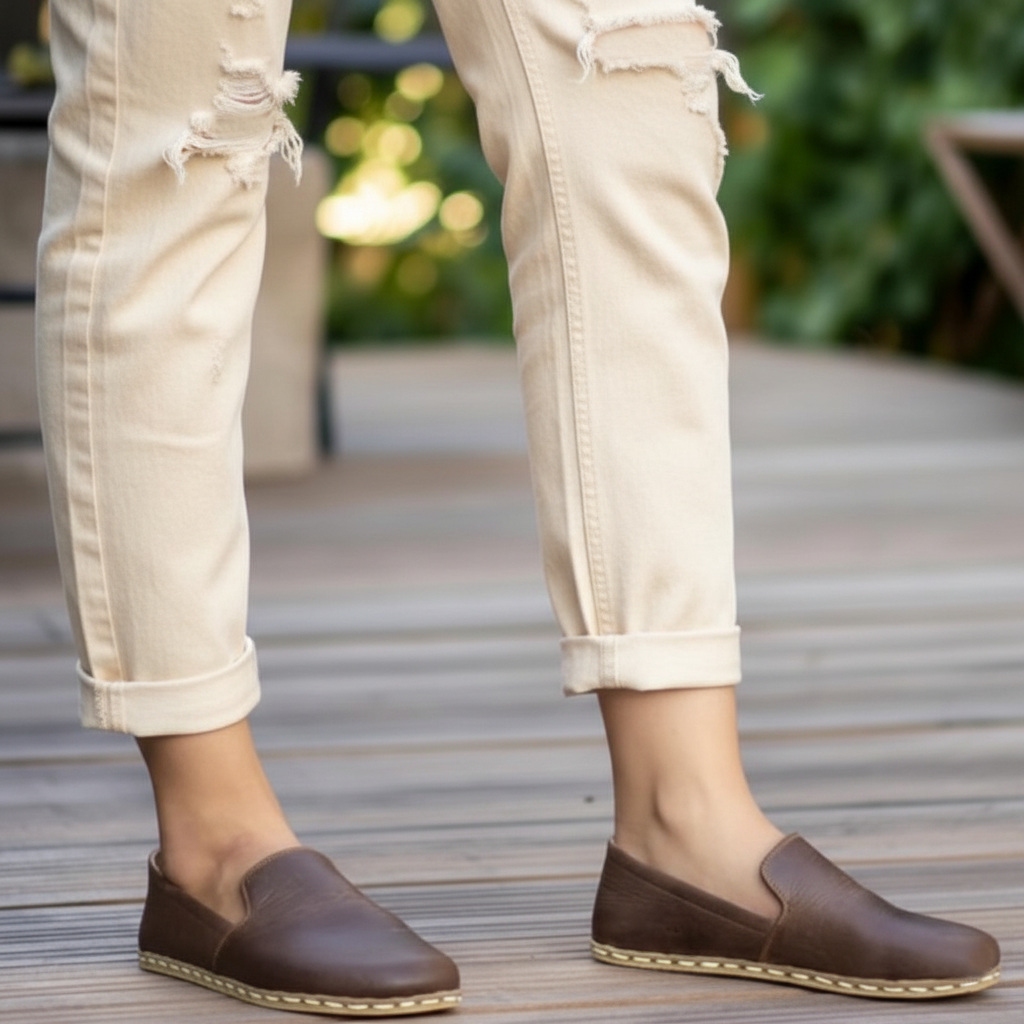 Women Barefoot Coffee Brown Loafers
