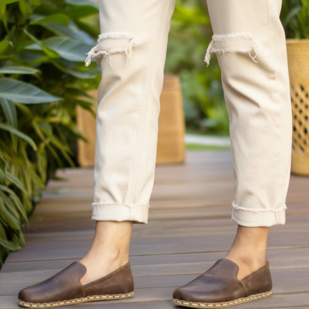 Women Barefoot Coffee Brown Loafers