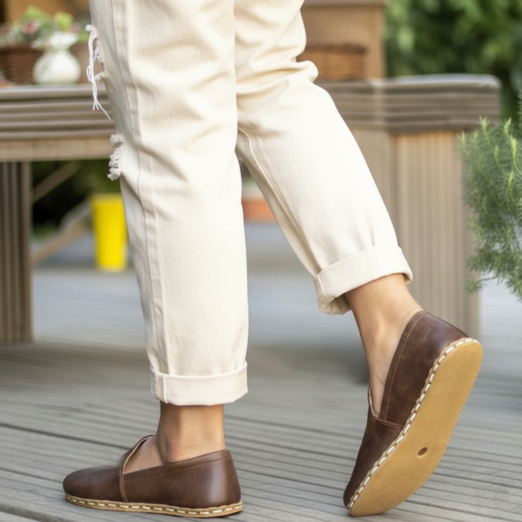 Women Barefoot Coffee Brown Loafers