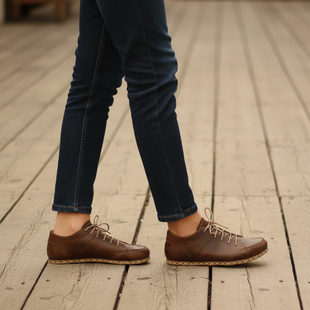 Women Barefoot Coffee Brown Sneakers