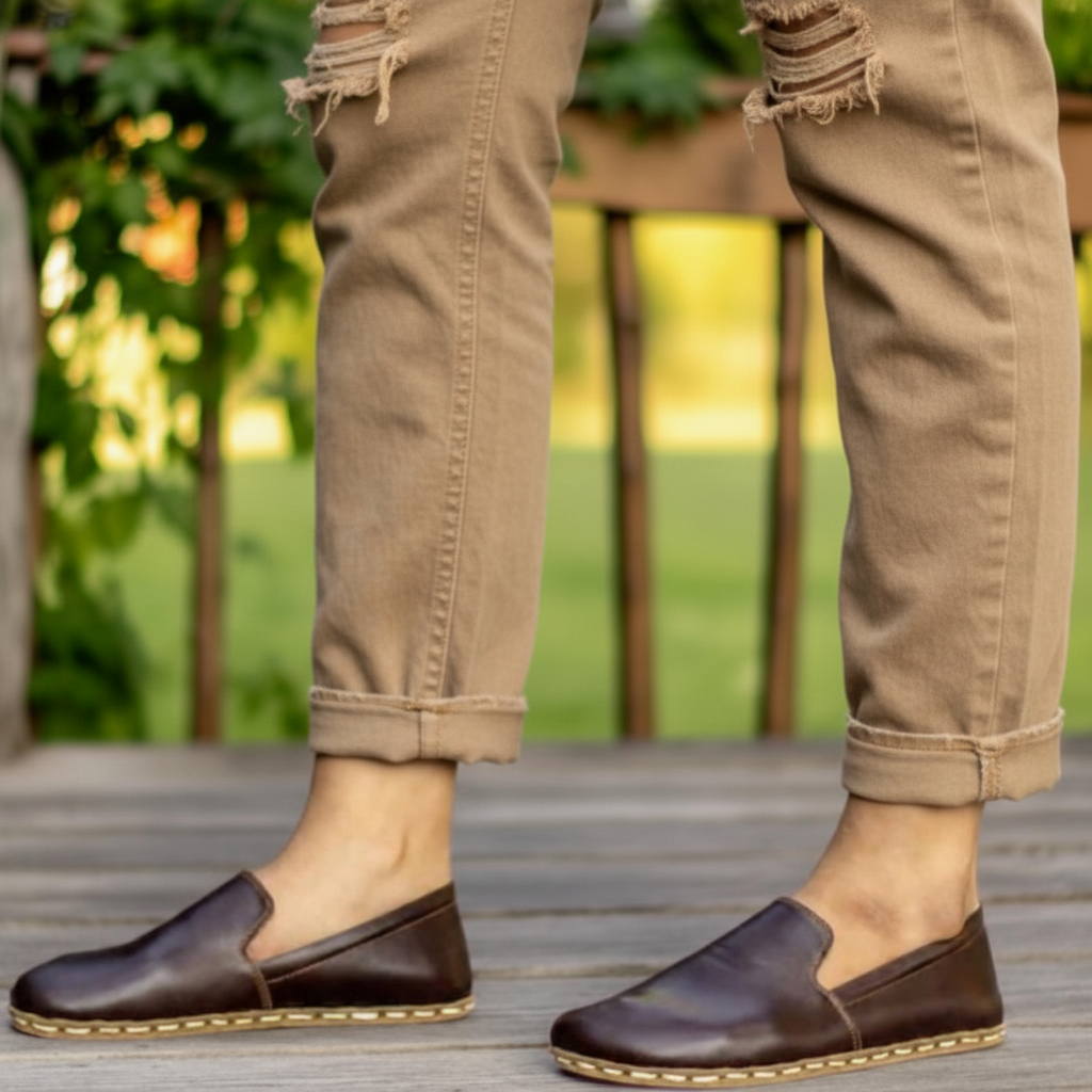 Women Barefoot Dark Brown Loafers