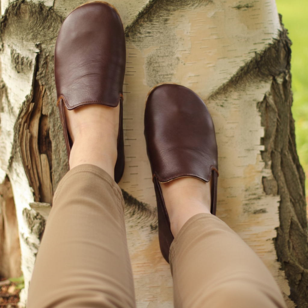 Women Barefoot Dark Brown Loafers