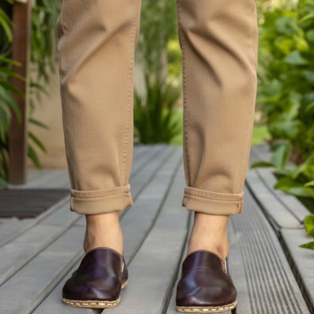 Women Barefoot Dark Brown Loafers
