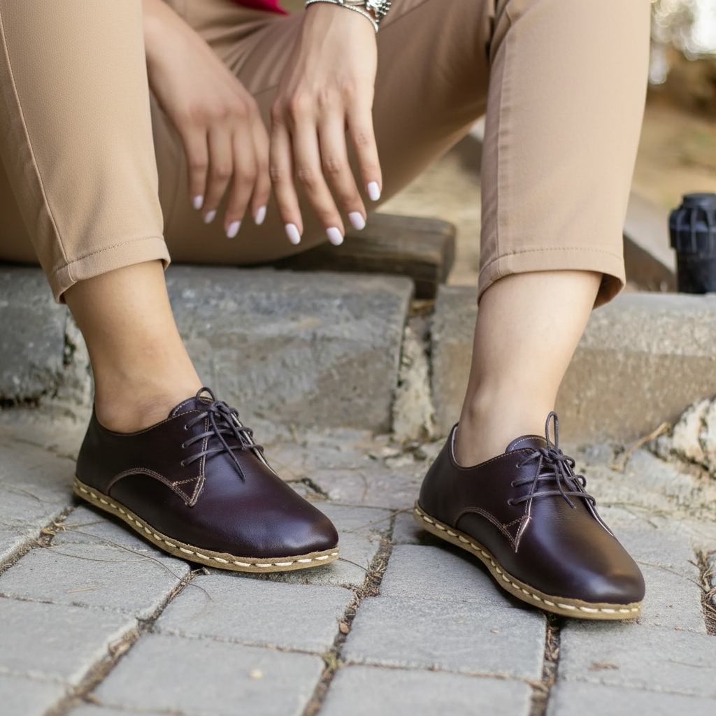 Women Barefoot Dark Brown Oxford Shoes