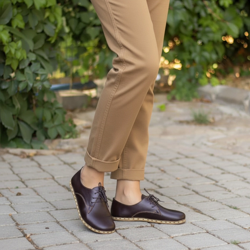 Women Barefoot Dark Brown Oxford Shoes