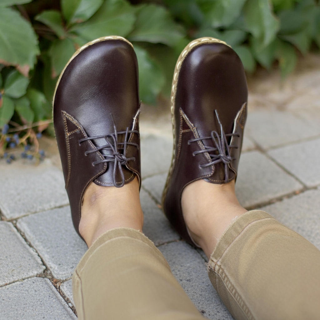 Women Barefoot Dark Brown Oxford Shoes