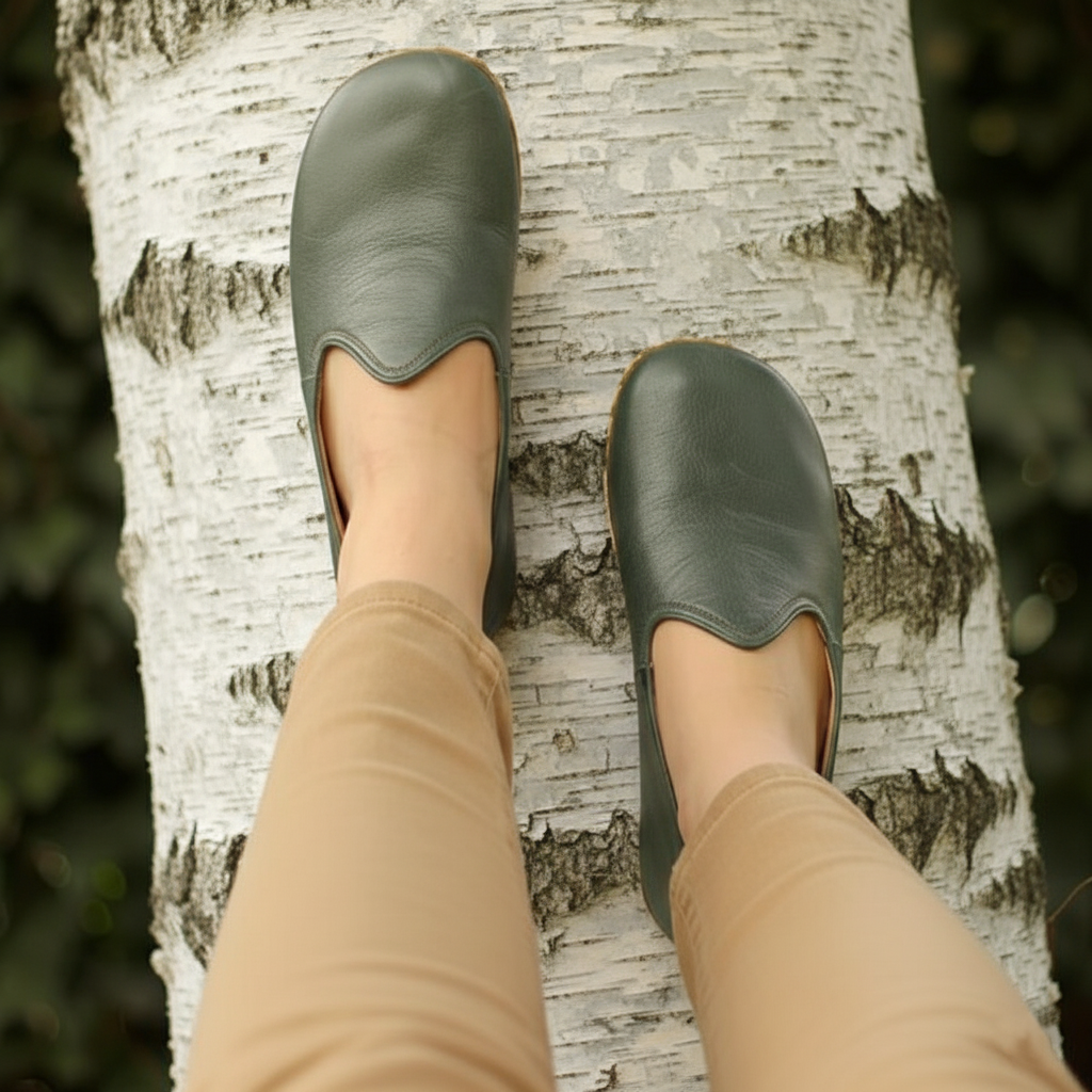 Women Barefoot Dark Green Slip On Shoes