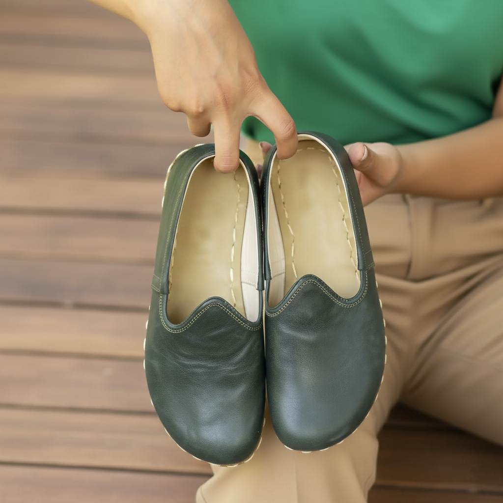 Women Barefoot Dark Green Slip On Shoes