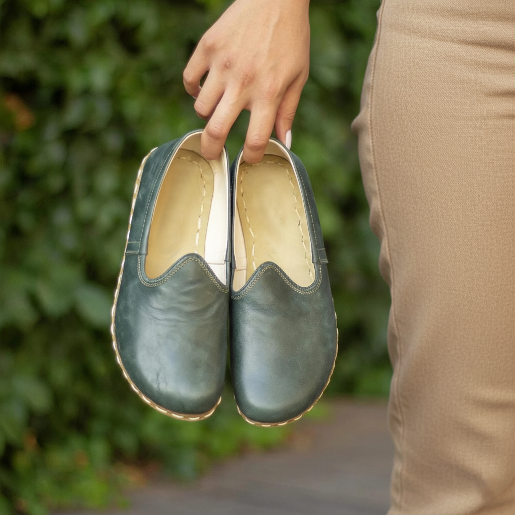 Women Barefoot Dark Green Slip On Shoes