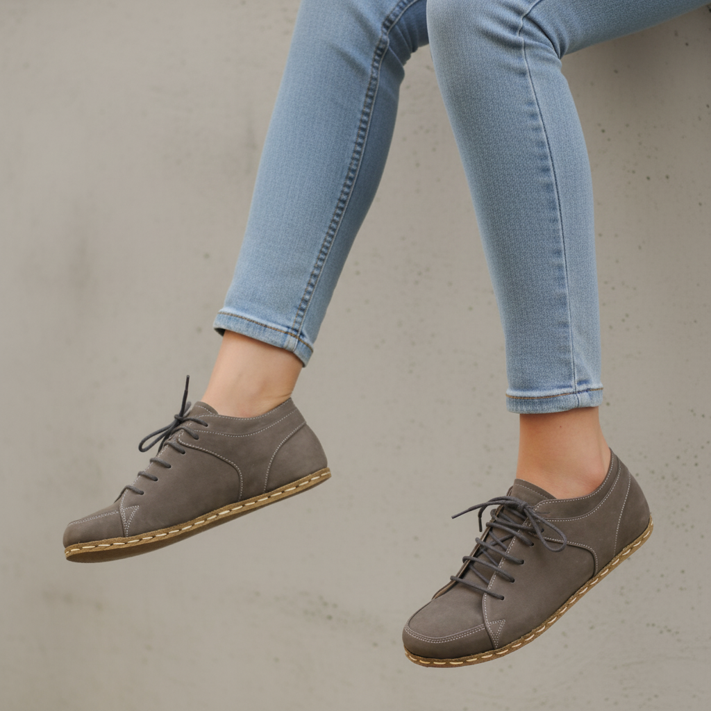 Women Earthing Gray Nubuck Sneakers