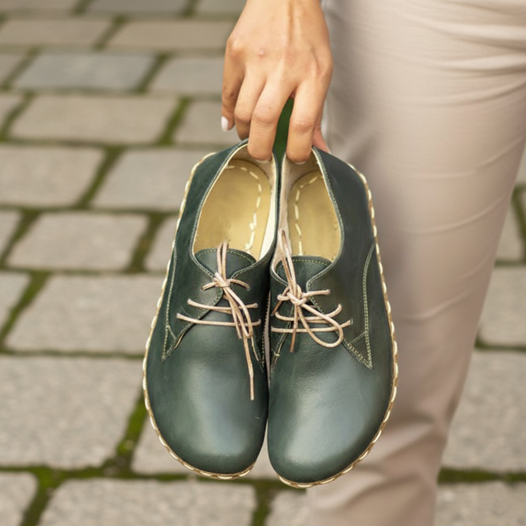 Women Barefoot Green Oxford Shoes
