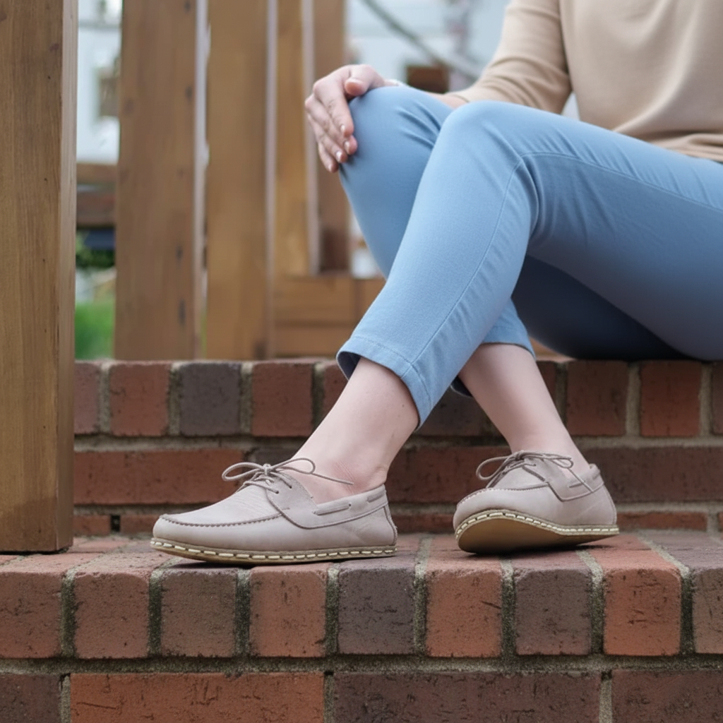 Women Barefoot Light Brown Boat Shoes