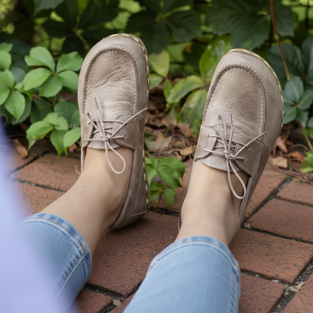 Women Barefoot Light Brown Boat Shoes