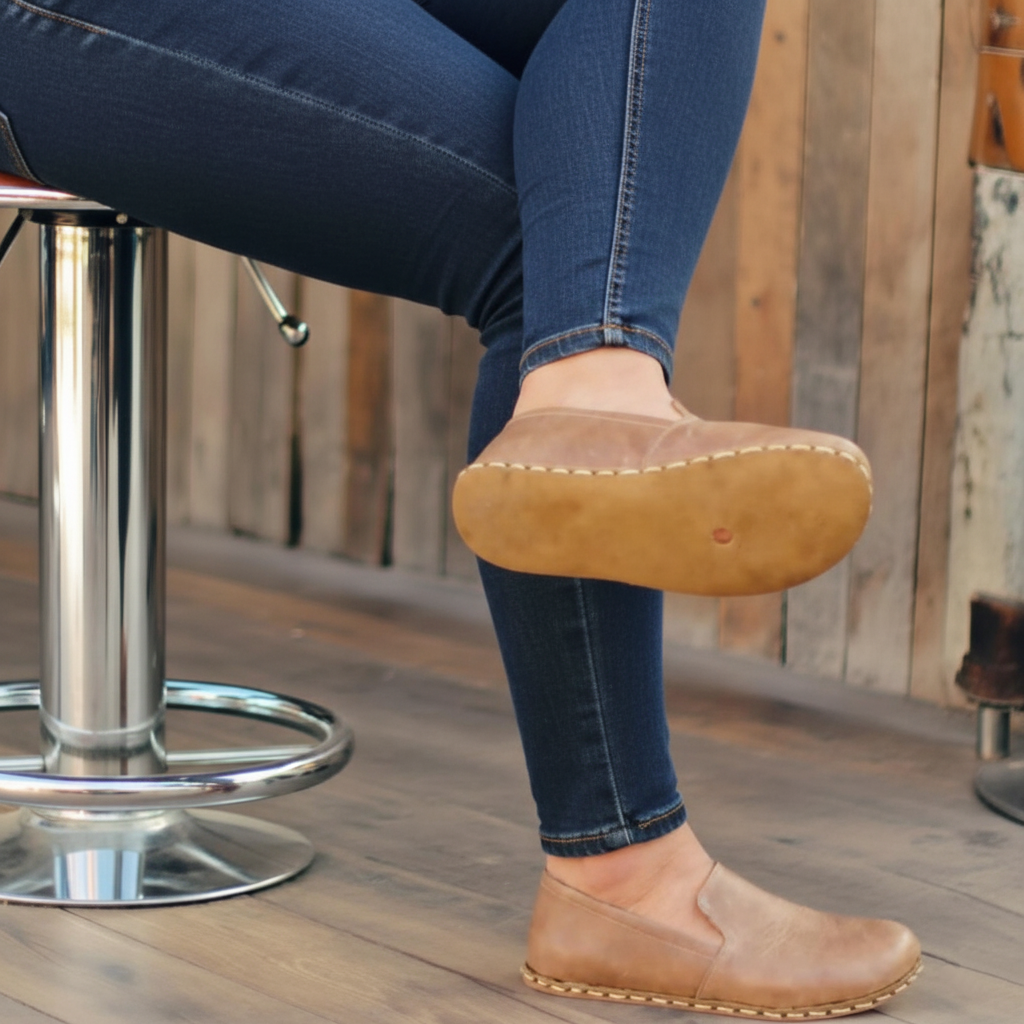 Women Barefoot Light Brown Loafers