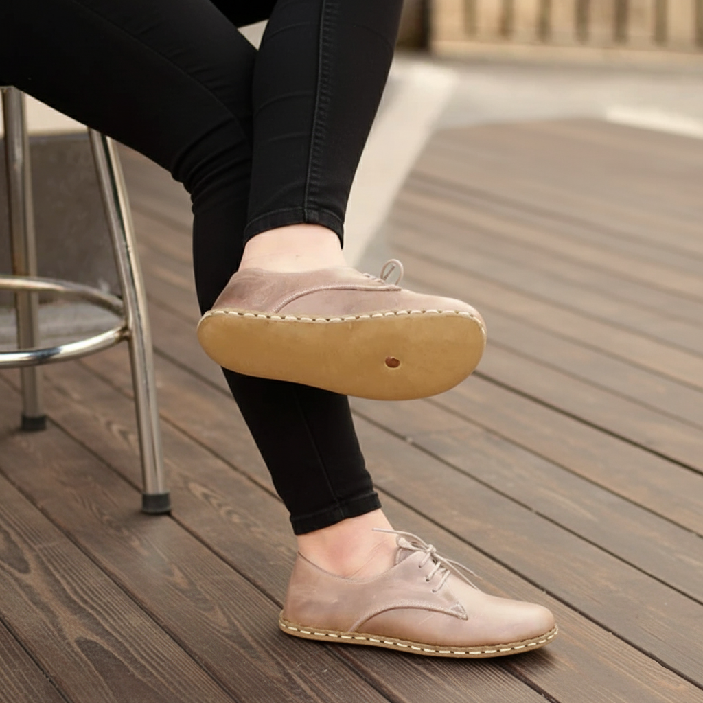 Women Barefoot Light Brown Oxford Shoes