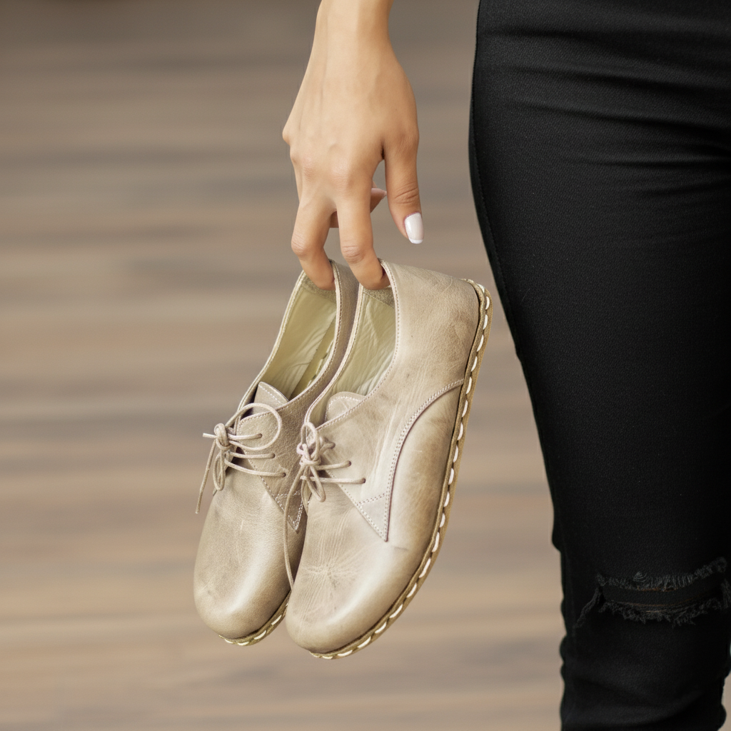 Women Barefoot Light Brown Oxford Shoes