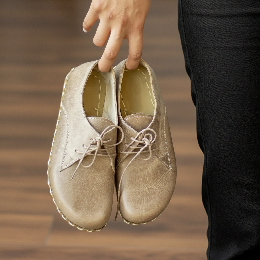 Women Barefoot Light Brown Oxford Shoes