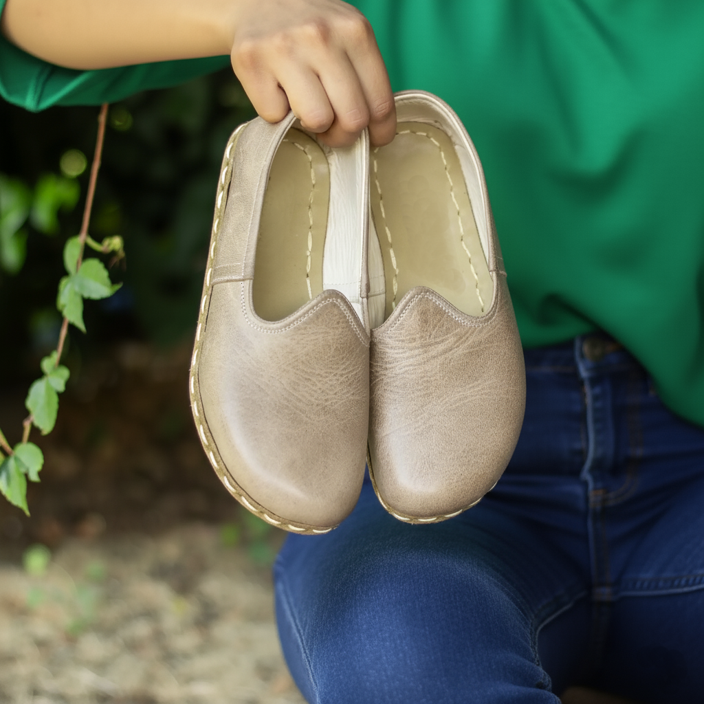 Women Barefoot Light Brown Slip On Shoes