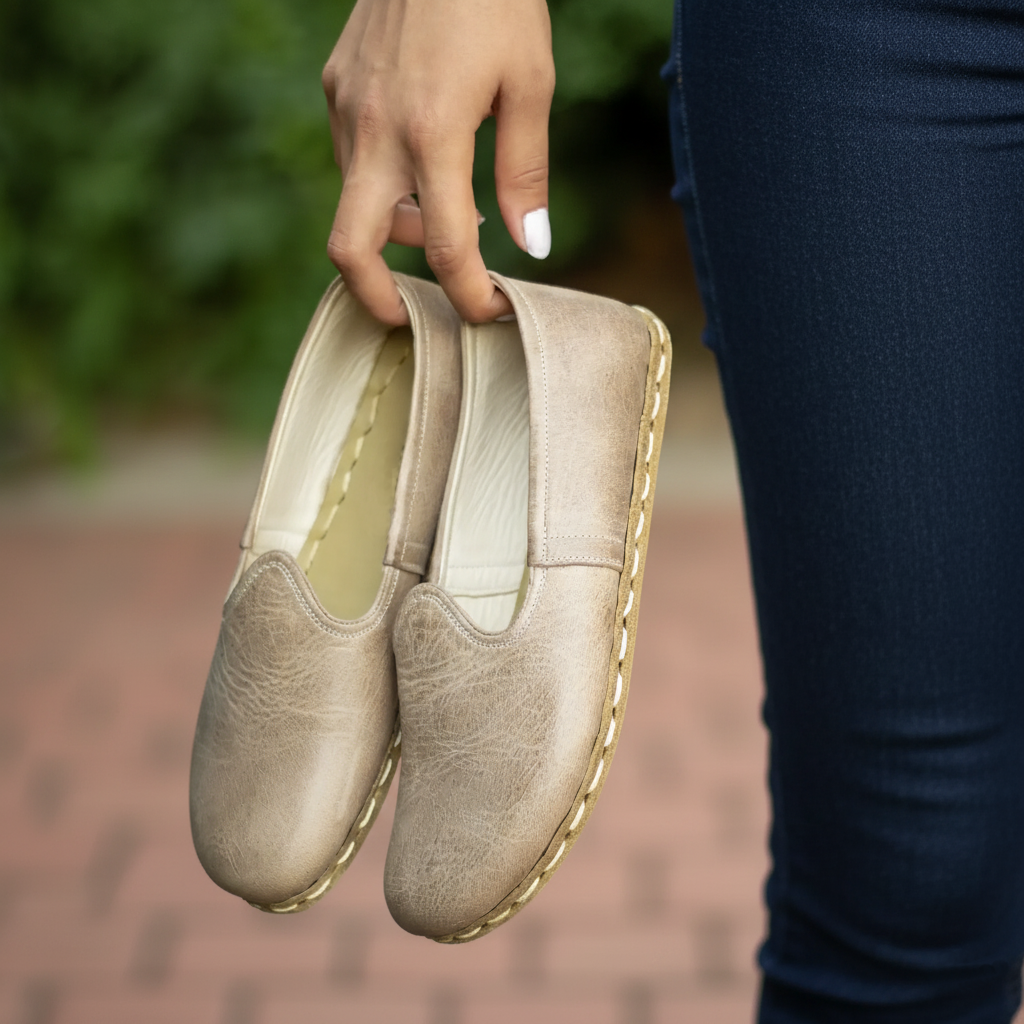 Women Barefoot Light Brown Slip On Shoes